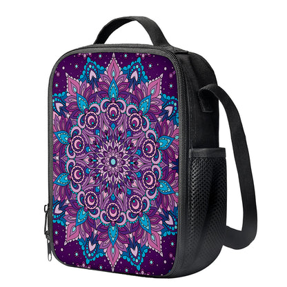 Purple And Blue Mandala Print Crossbody Lunch Bag
