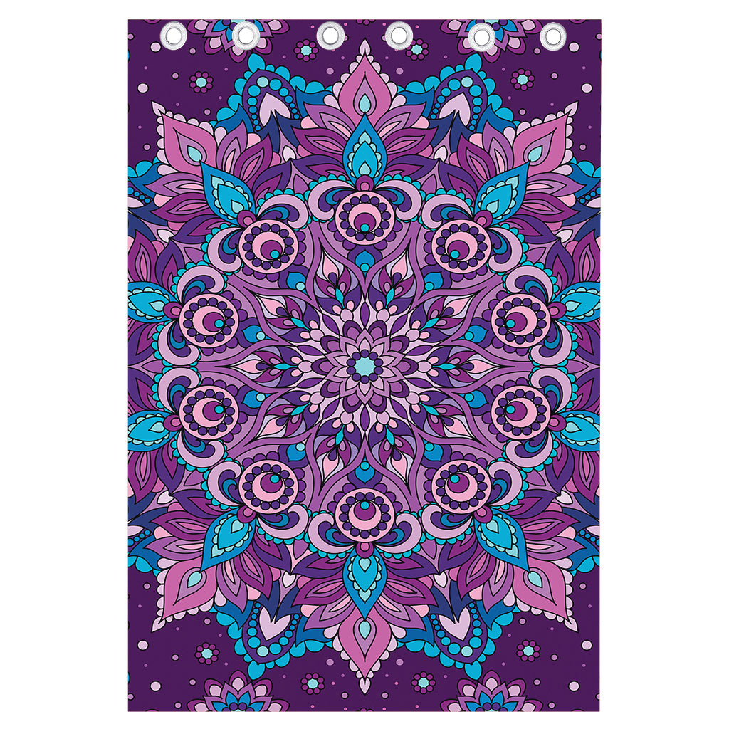 Purple And Blue Mandala Print Curtain