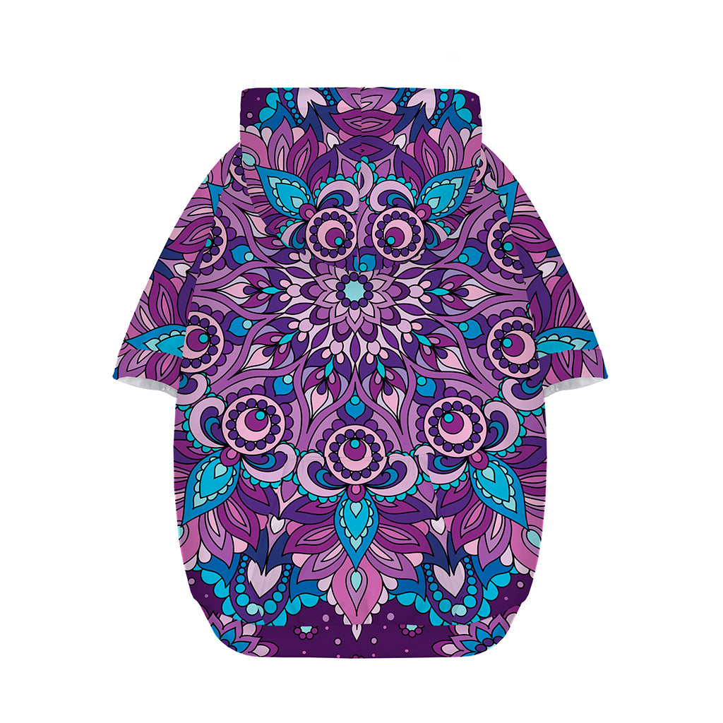 Purple And Blue Mandala Print Dog Zip Up Hoodie