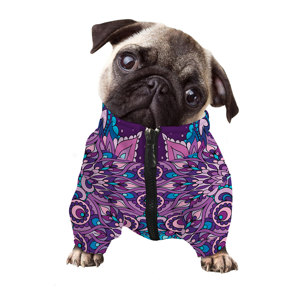 Purple And Blue Mandala Print Dog Zip Up Jacket