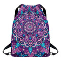 Purple And Blue Mandala Print Drawstring Backpack