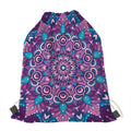 Purple And Blue Mandala Print Drawstring Bag
