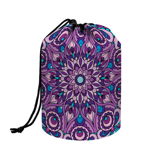 Purple And Blue Mandala Print Drawstring Makeup Bag