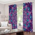 Purple And Blue Mandala Print Extra Wide Grommet Curtains