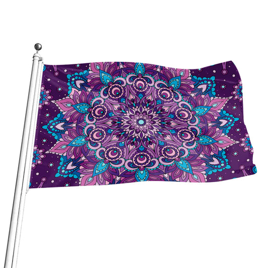 Purple And Blue Mandala Print Flag