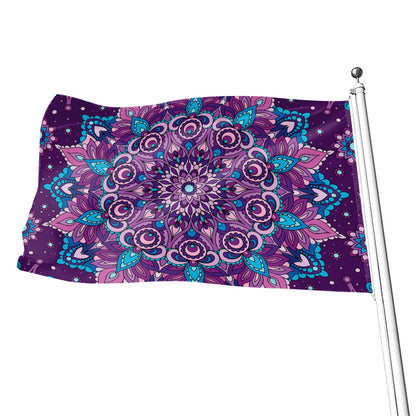 Purple And Blue Mandala Print Flag