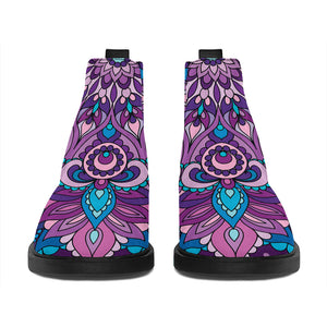 Purple And Blue Mandala Print Flat Ankle Boots