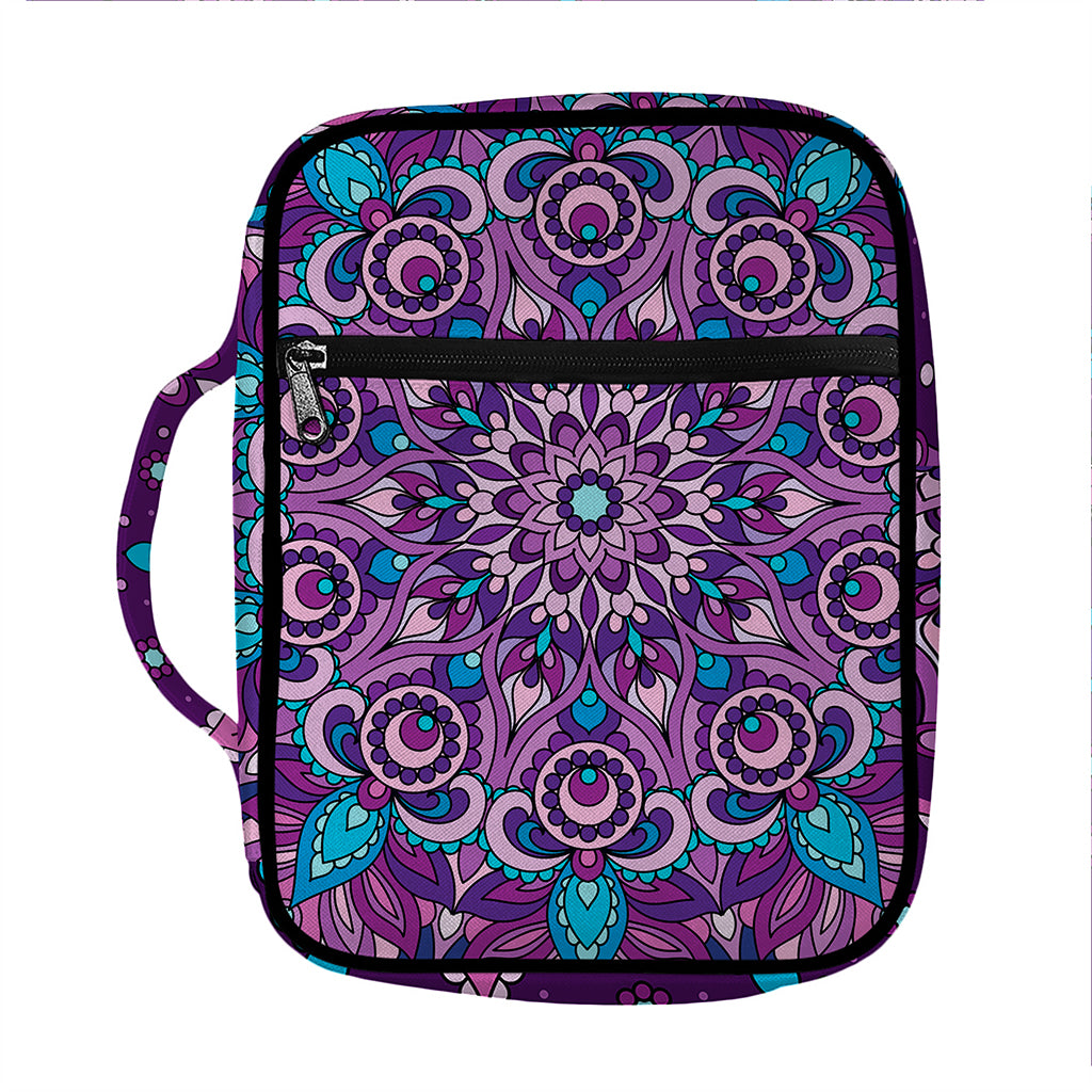 Purple And Blue Mandala Print Front Pocket Bible Bag
