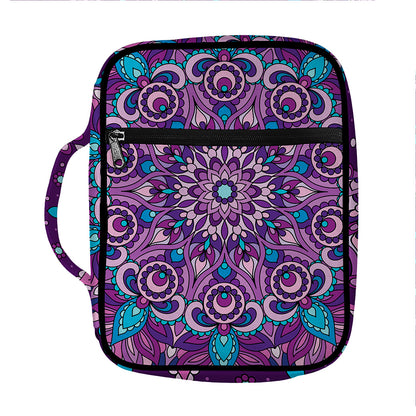 Purple And Blue Mandala Print Front Pocket Bible Bag