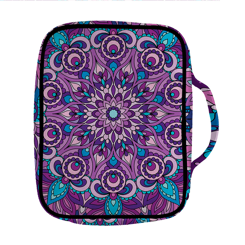 Purple And Blue Mandala Print Front Pocket Bible Bag