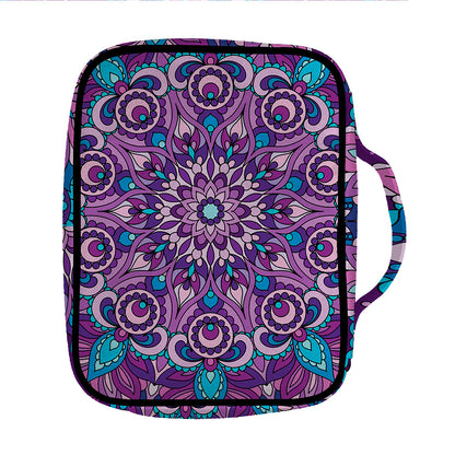 Purple And Blue Mandala Print Front Pocket Bible Bag