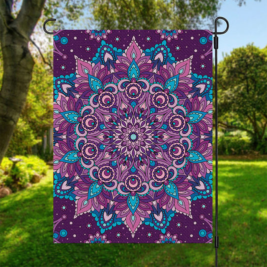 Purple And Blue Mandala Print Garden Flag