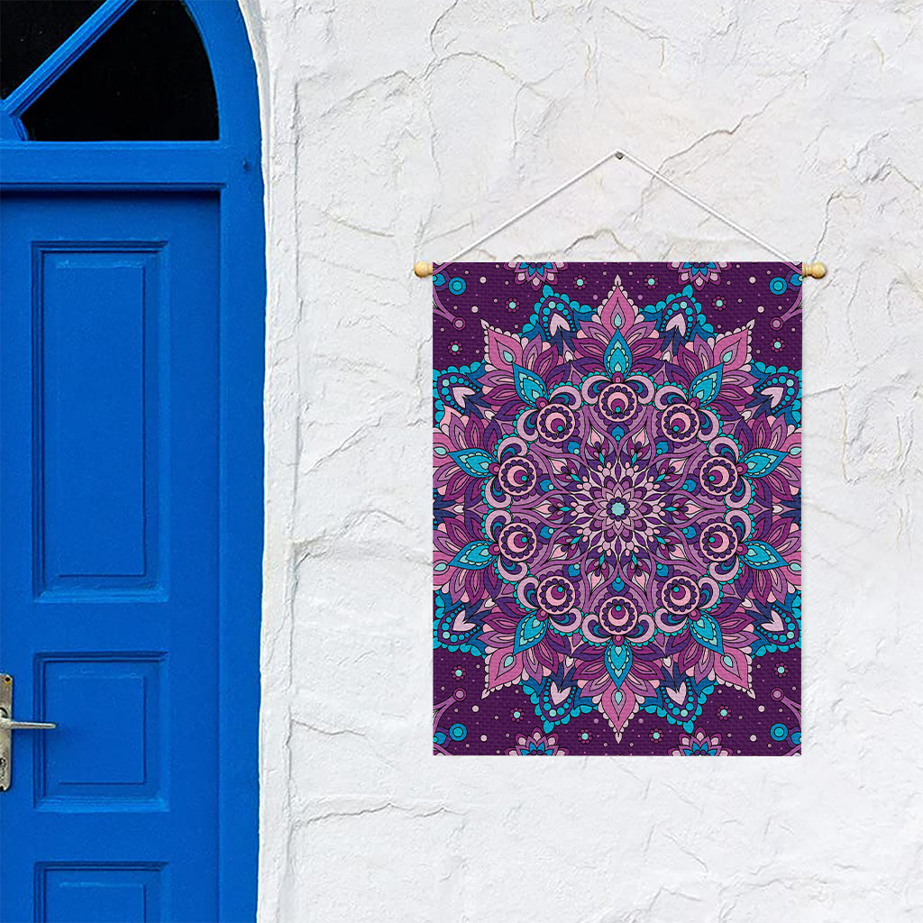 Purple And Blue Mandala Print Garden Flag