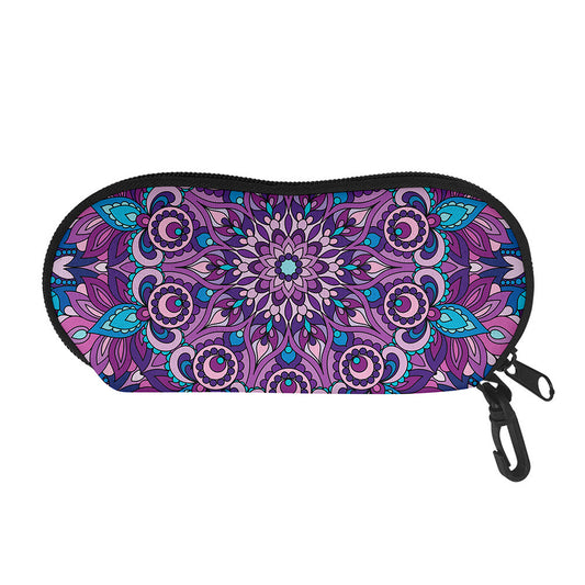 Purple And Blue Mandala Print Glasses Case