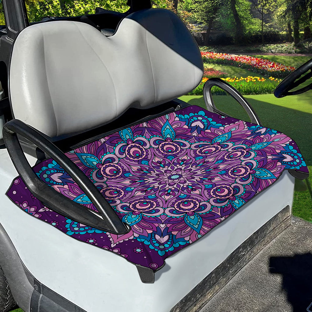 Purple And Blue Mandala Print Golf Cart Seat Cover