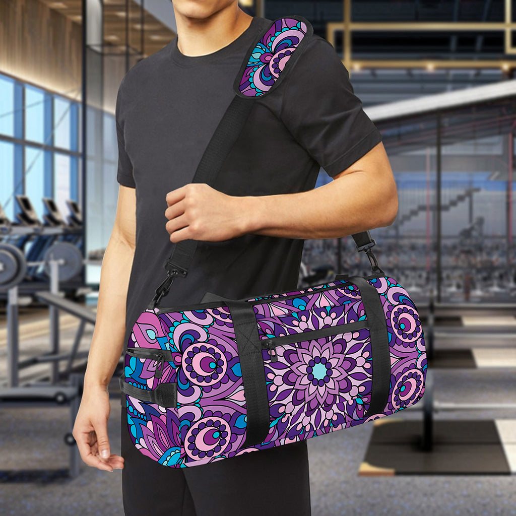 Purple And Blue Mandala Print Gym Bag