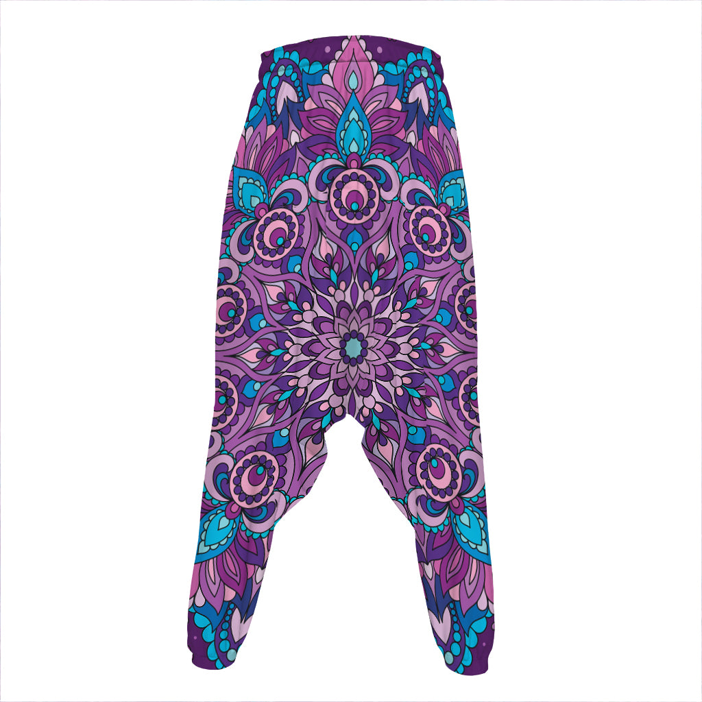 Purple And Blue Mandala Print Hammer Pants