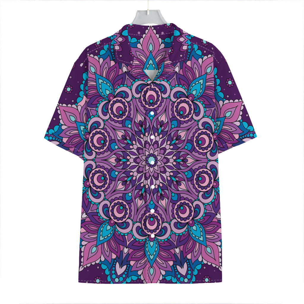 Purple And Blue Mandala Print Hawaiian Shirt