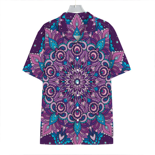 Purple And Blue Mandala Print Hawaiian Shirt