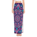 Purple And Blue Mandala Print High Slit Maxi Skirt