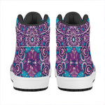 Purple And Blue Mandala Print High Top Leather Sneakers