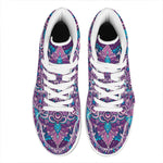 Purple And Blue Mandala Print High Top Leather Sneakers