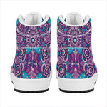 Purple And Blue Mandala Print High Top Leather Sneakers