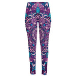 Purple And Blue Mandala Print High-Waisted Pocket Leggings