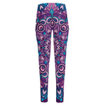 Purple And Blue Mandala Print High-Waisted Pocket Leggings