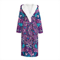 Purple And Blue Mandala Print Hooded Bathrobe
