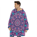 Purple And Blue Mandala Print Hoodie Blanket