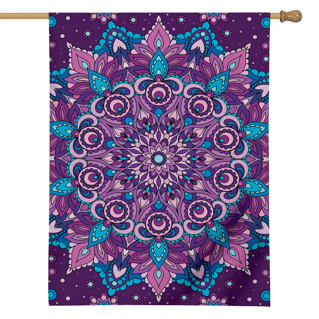 Purple And Blue Mandala Print House Flag
