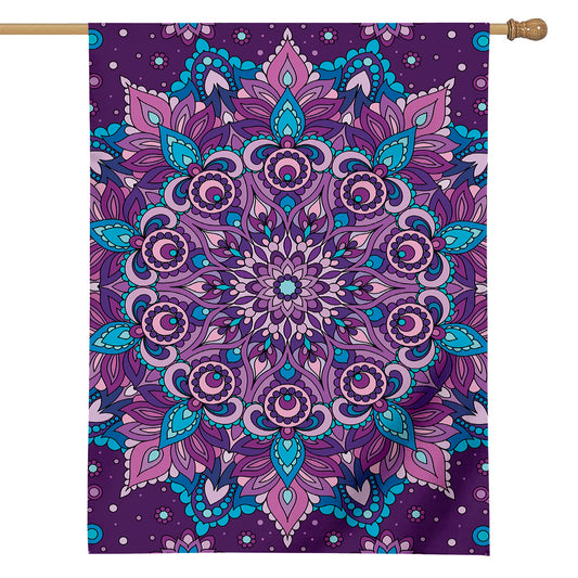 Purple And Blue Mandala Print House Flag