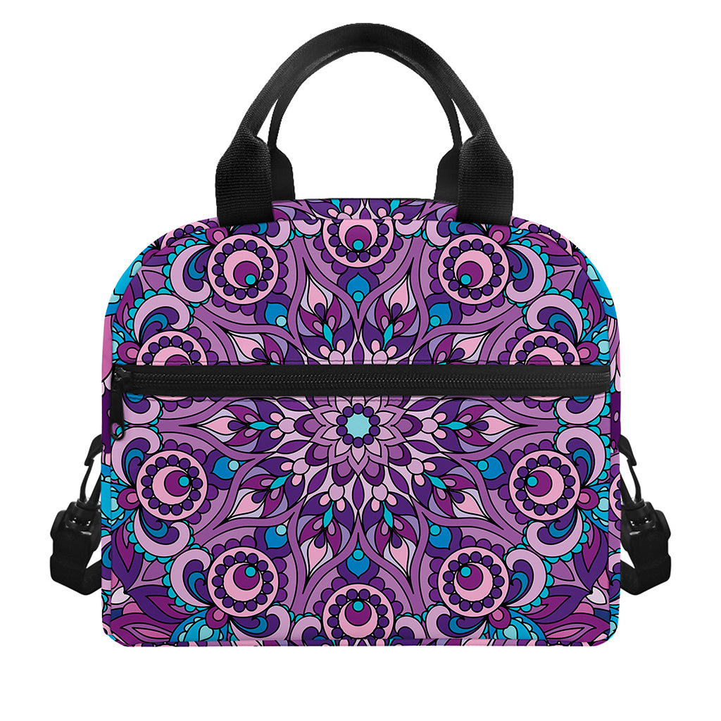 Purple And Blue Mandala Print Insulated Lunch Bag