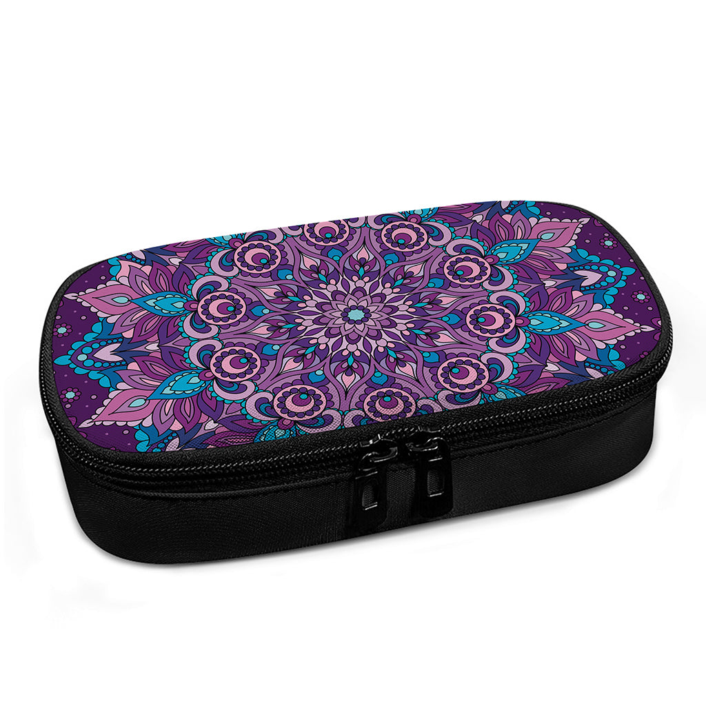Purple And Blue Mandala Print Insulin Cooler Travel Case
