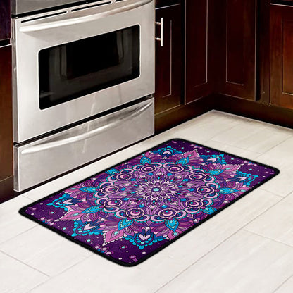 Purple And Blue Mandala Print Kitchen Mat