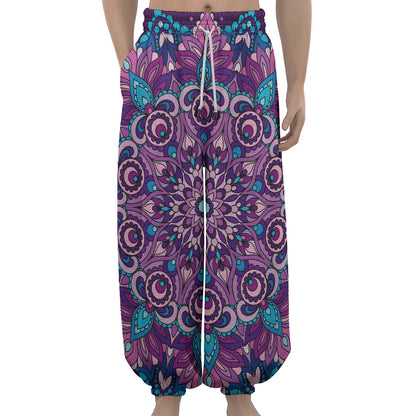 Purple And Blue Mandala Print Lantern Pants