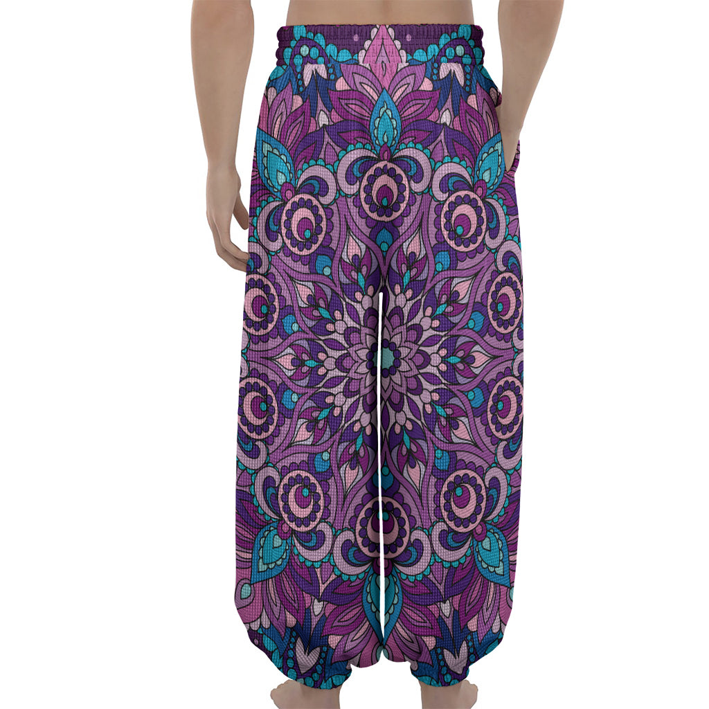 Purple And Blue Mandala Print Lantern Pants