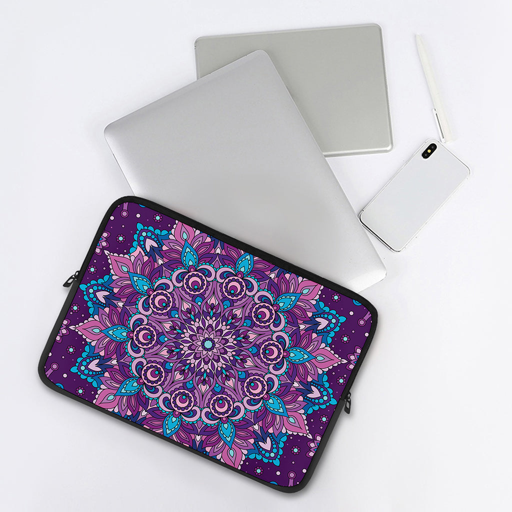 Purple And Blue Mandala Print Laptop Sleeve