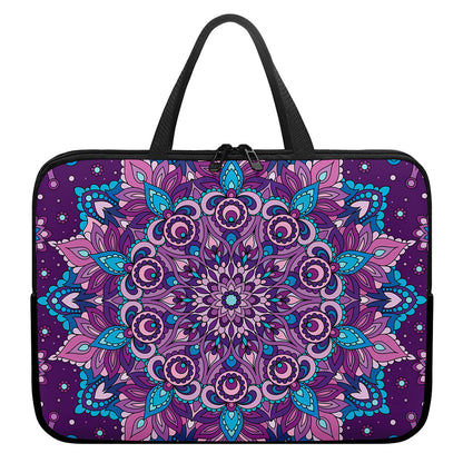 Purple And Blue Mandala Print Laptop Sleeve With Handle