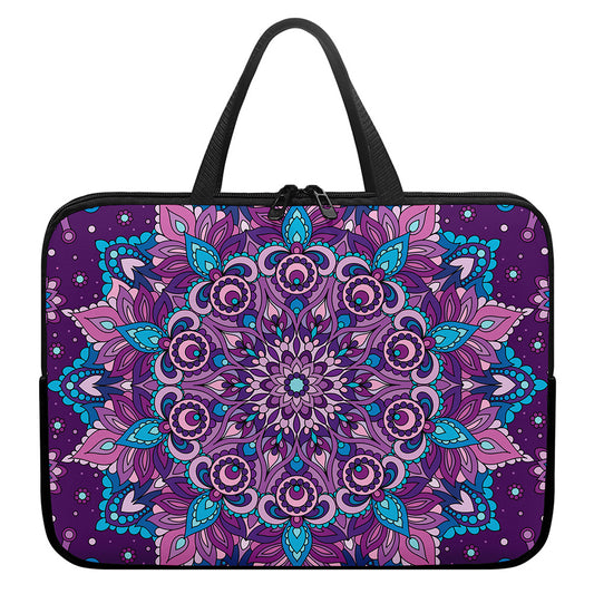 Purple And Blue Mandala Print Laptop Sleeve With Handle
