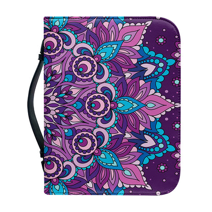 Purple And Blue Mandala Print Leather Bible Cover