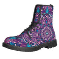 Purple And Blue Mandala Print Lace-Up Boots