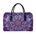 Purple And Blue Mandala Print Leather Duffel Bag