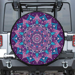 Purple And Blue Mandala Print Leather Spare Tire Cover