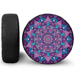 Purple And Blue Mandala Print Leather Spare Tire Cover