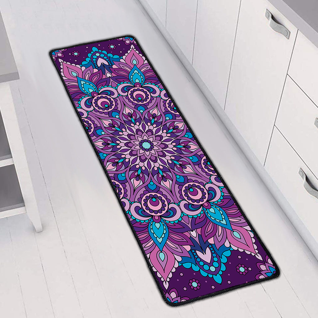 Purple And Blue Mandala Print Long Kitchen Mat