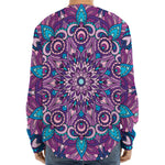 Purple And Blue Mandala Print Long Sleeve Baseball Jersey