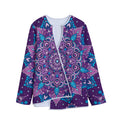 Purple And Blue Mandala Print Long Sleeve Short Coat