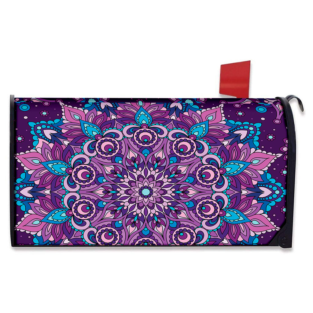 Purple And Blue Mandala Print Mailbox Cover